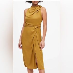 Satin tie-neck sheath dress - Banana Republic